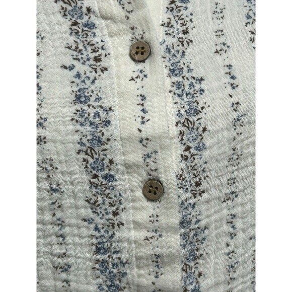 Love Notes Women's Striped Gauze Cropped Shirt 100% Cotton, Button-Up Medium - Picture 5 of 8